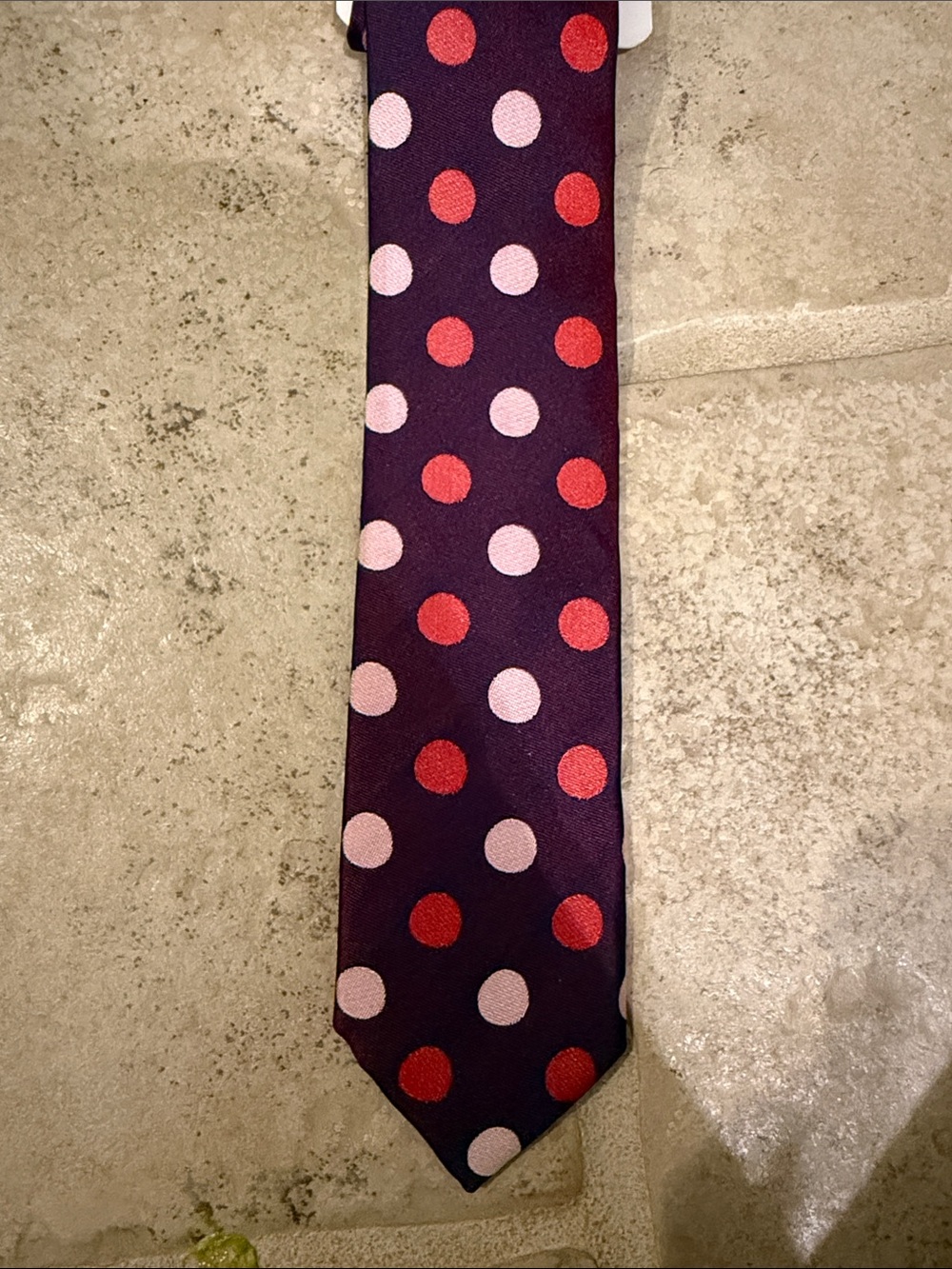 Polka Dot Silk Tie in Burgundy with Pink and Red Polka Dots
